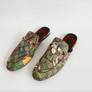 Gucci Supreme Multi Color GG Princeton Mules with Bird Details. EU Size 38+